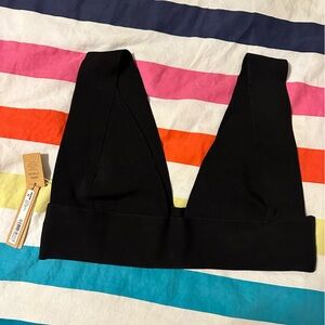 BNWT L Skims Knit Swim Plunge Bikini Top Onyx